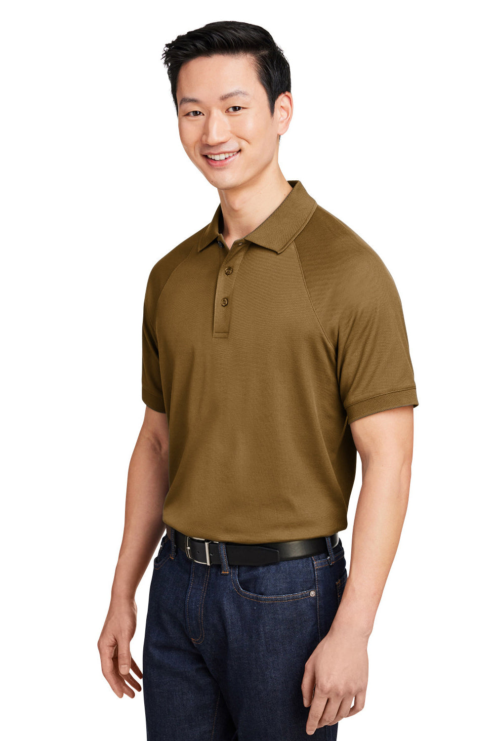 Harriton M208 Mens Charge Moisture Wicking Short Sleeve Polo Shirt Coyote Brown Model 3q