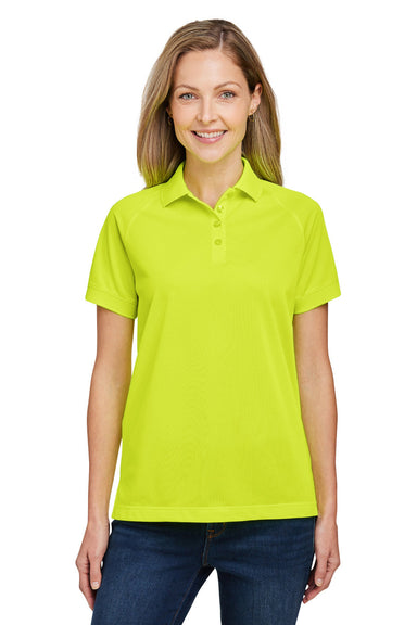 Harriton M208W Womens Charge Moisture Wicking Short Sleeve Polo Shirt Safety Yellow Model Front