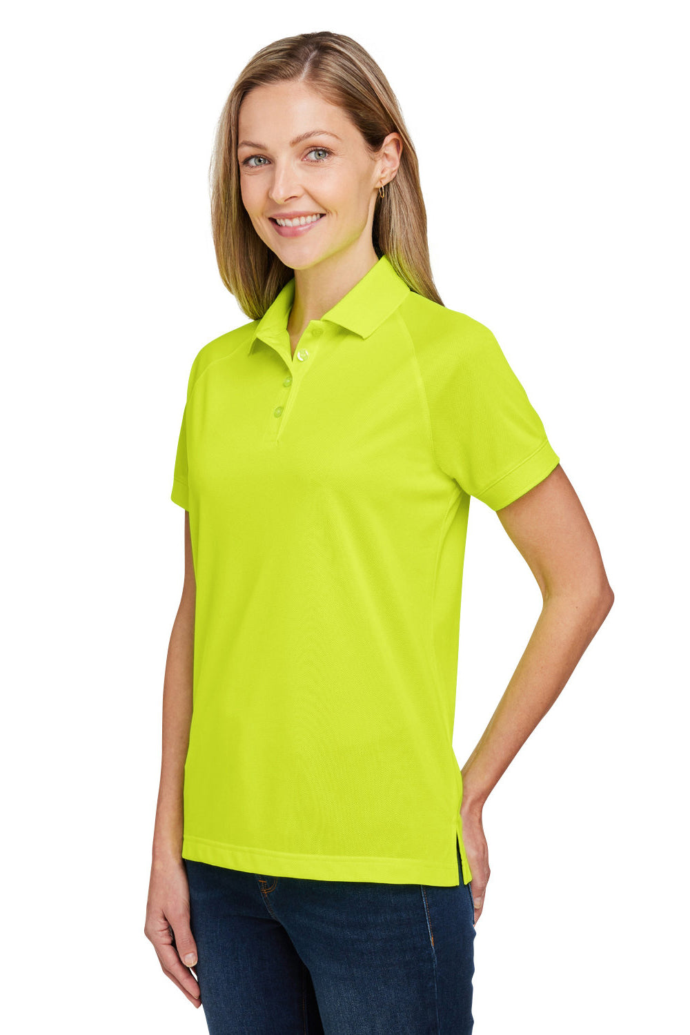 Harriton M208W Womens Charge Moisture Wicking Short Sleeve Polo Shirt Safety Yellow Model 3q