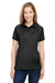 Harriton M208W Womens Charge Moisture Wicking Short Sleeve Polo Shirt Black Model Front