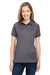 Harriton M208W Womens Charge Moisture Wicking Short Sleeve Polo Shirt Dark Charcoal Grey Model Front