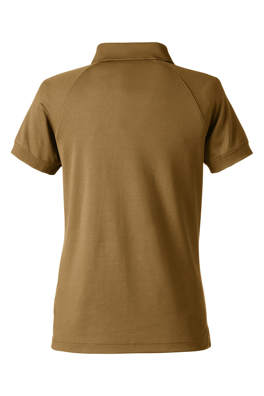 Harriton M208W Womens Charge Moisture Wicking Short Sleeve Polo Shirt Coyote Brown Flat Back