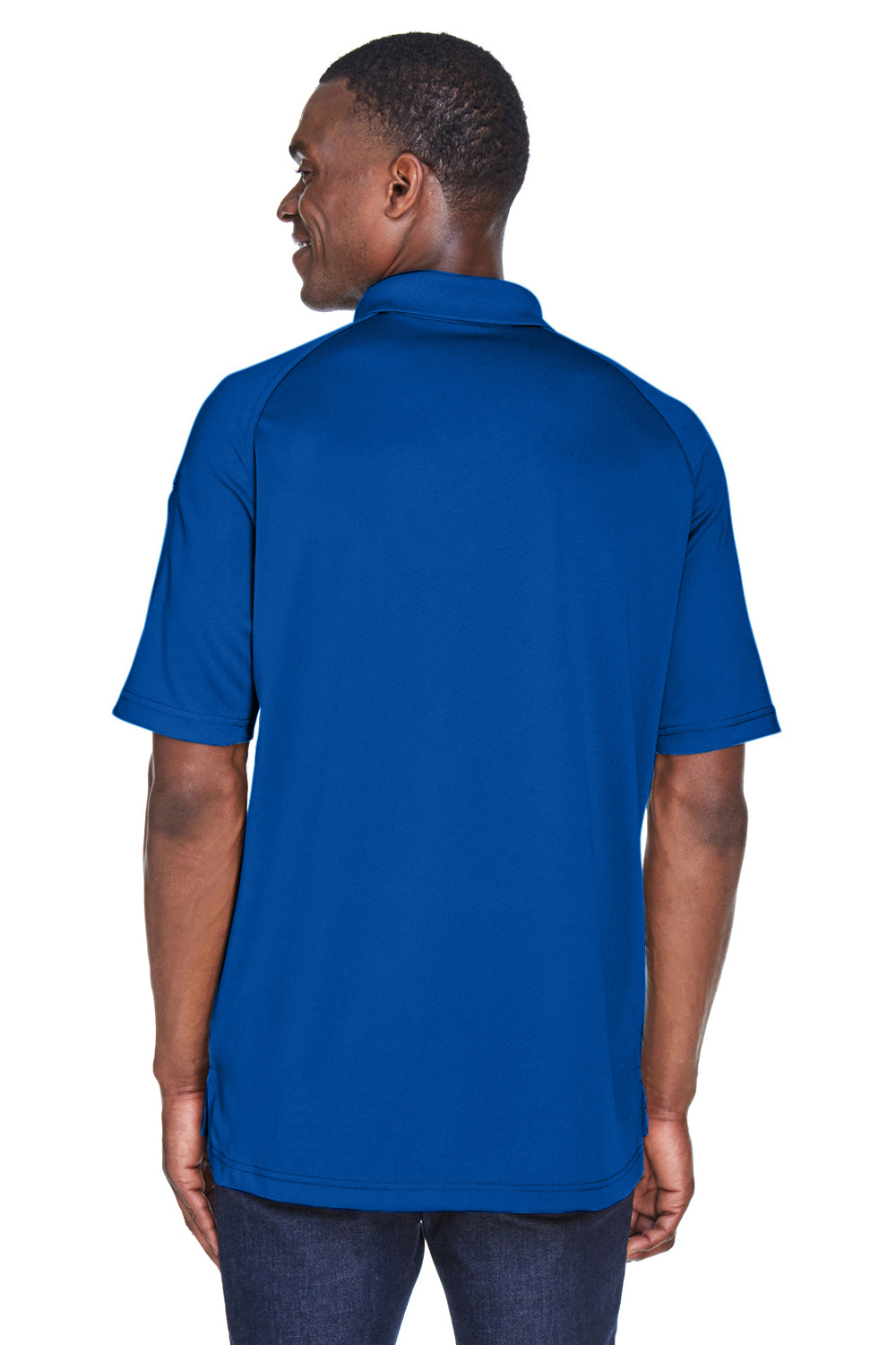 Harriton M211 Mens Advantage Tactical Moisture Wicking Short Sleeve Polo Shirt True Royal Blue Model Back