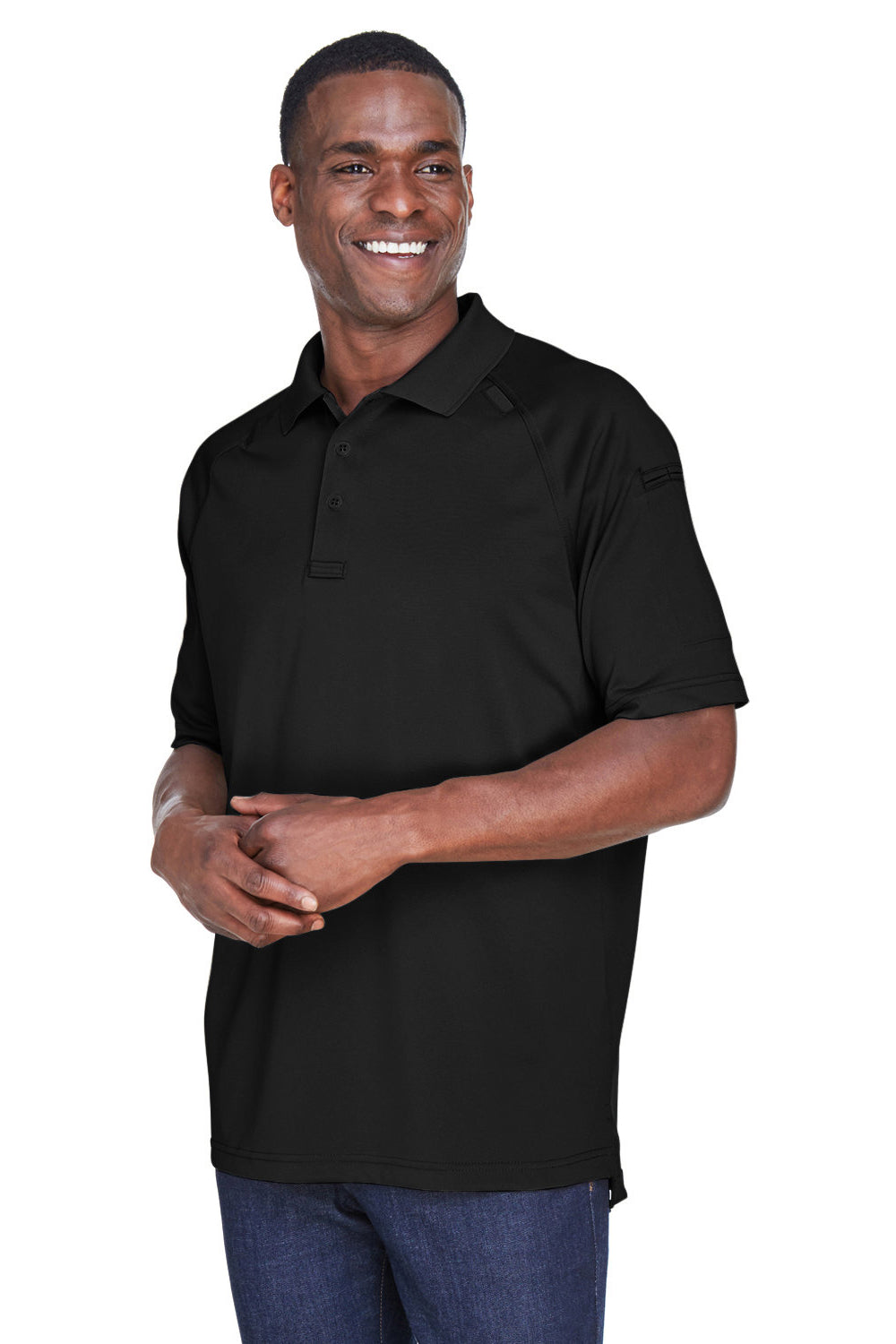 Harriton M211 Mens Advantage Tactical Moisture Wicking Short Sleeve Polo Shirt Black Model 3q