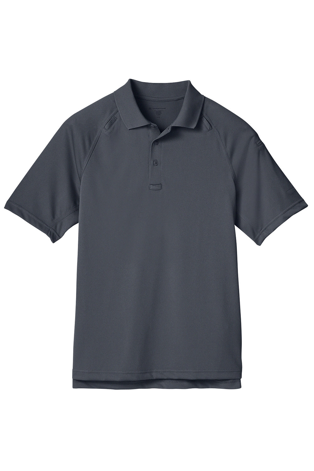 Harriton M211 Mens Advantage Tactical Moisture Wicking Short Sleeve Polo Shirt Dark Charcoal Grey Flat Front