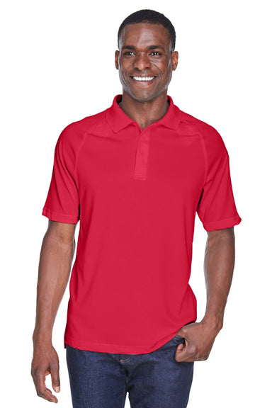 Harriton M211 Mens Advantage Tactical Moisture Wicking Short Sleeve Polo Shirt Red Model Front