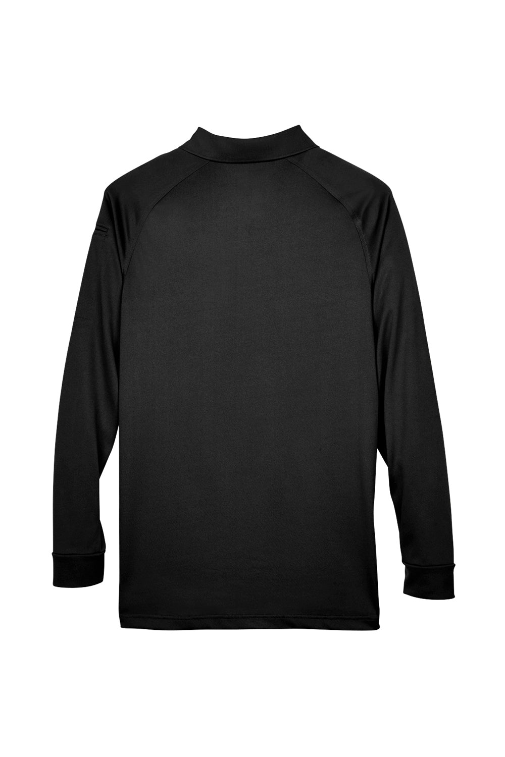 Harriton M211L Mens Advantage Tactical Moisture Wicking Long Sleeve Polo Shirt Black Flat Back