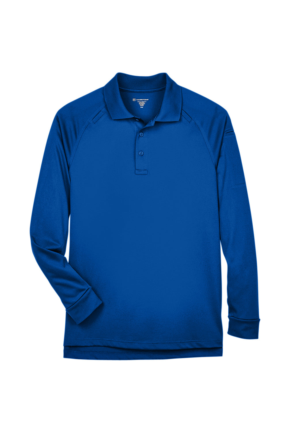 Harriton M211L Mens Advantage Tactical Moisture Wicking Long Sleeve Polo Shirt True Royal Blue Flat Front