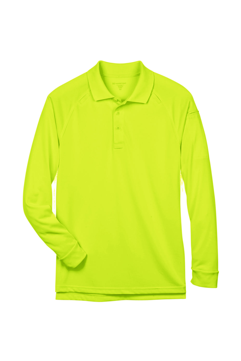 Harriton M211L Mens Advantage Tactical Moisture Wicking Long Sleeve Polo Shirt Safety Yellow Flat Front