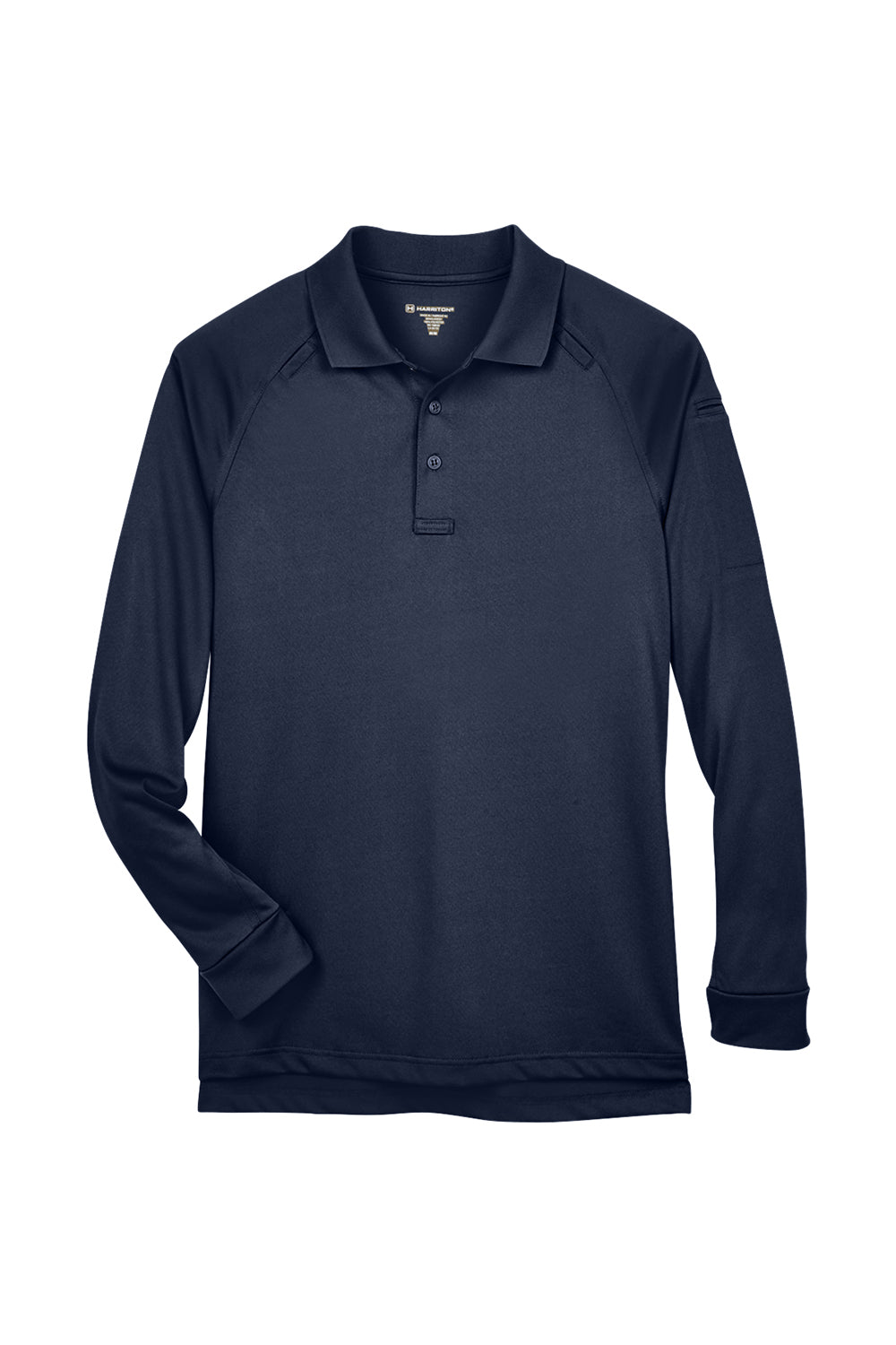 Harriton M211L Mens Advantage Tactical Moisture Wicking Long Sleeve Polo Shirt Dark Navy Blue Flat Front