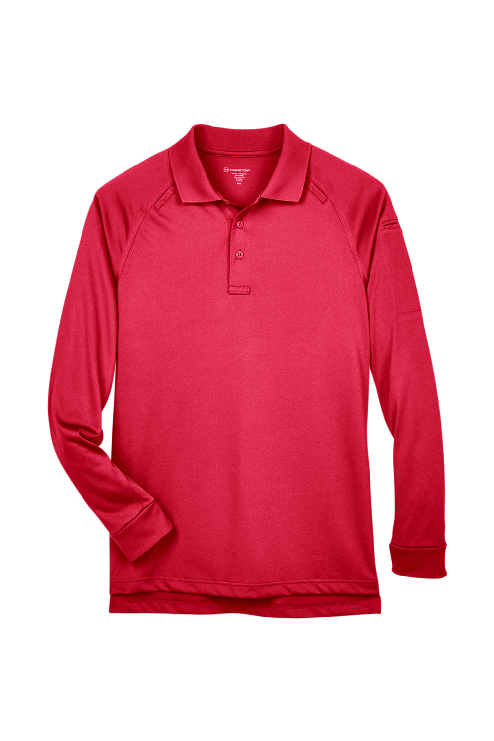 Harriton M211L Mens Advantage Tactical Moisture Wicking Long Sleeve Polo Shirt Red Flat Front