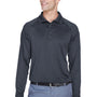 Harriton Mens Advantage Tactical Moisture Wicking Long Sleeve Polo Shirt - Dark Charcoal Grey