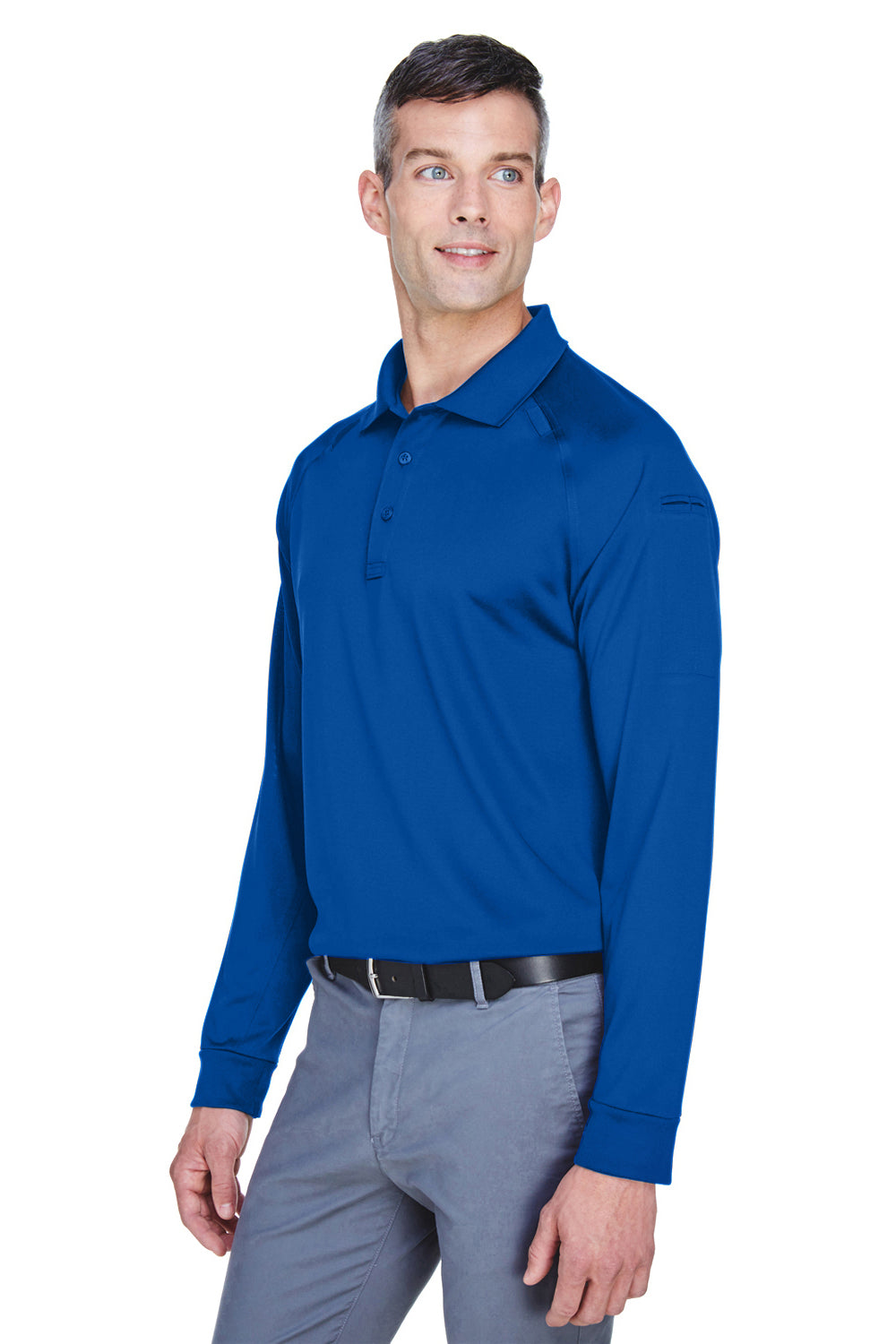 Harriton M211L Mens Advantage Tactical Moisture Wicking Long Sleeve Polo Shirt True Royal Blue Model 3q