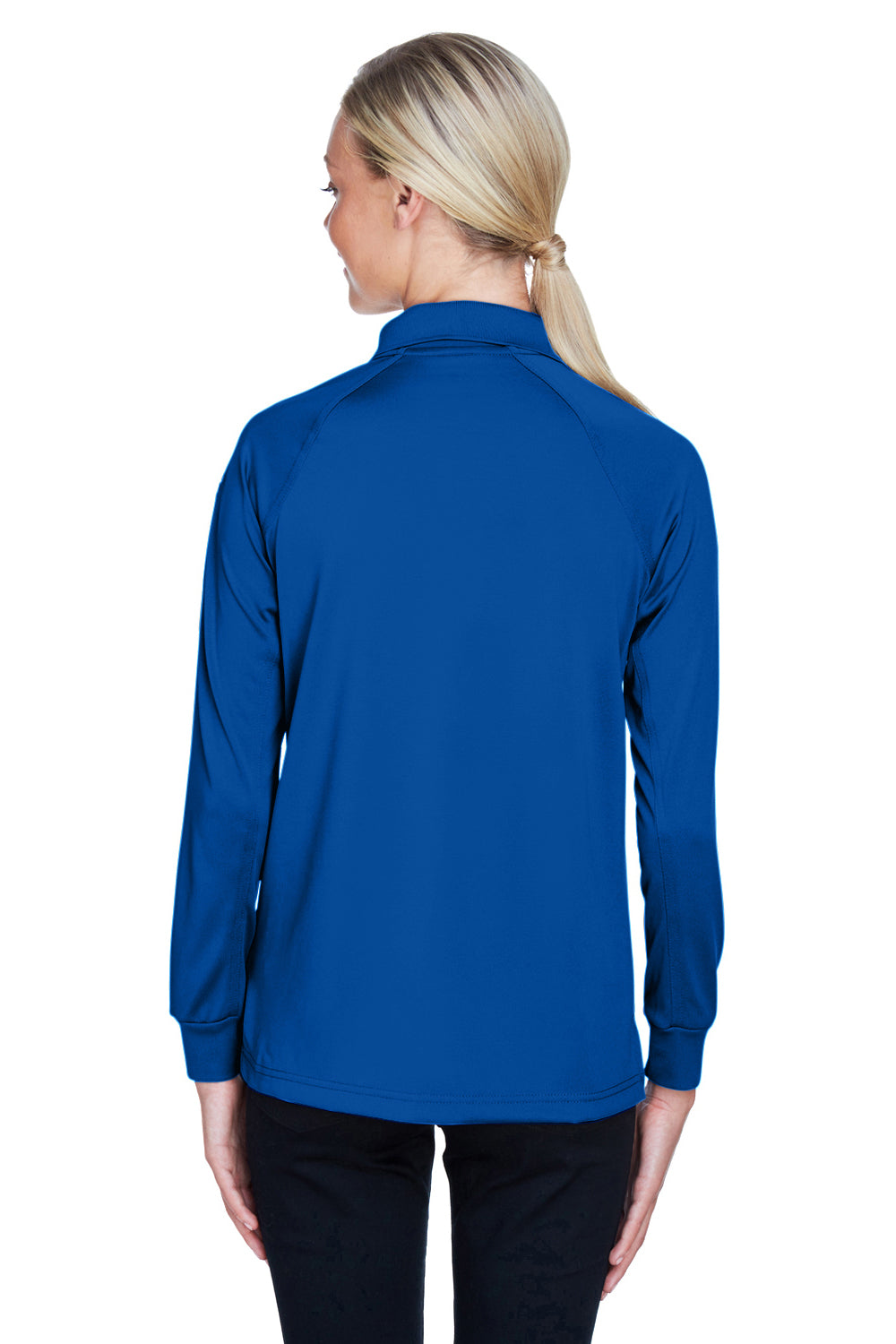 Harriton M211LW Womens Advantage Tactical Moisture Wicking Long Sleeve Polo Shirt True Royal Blue Model Back