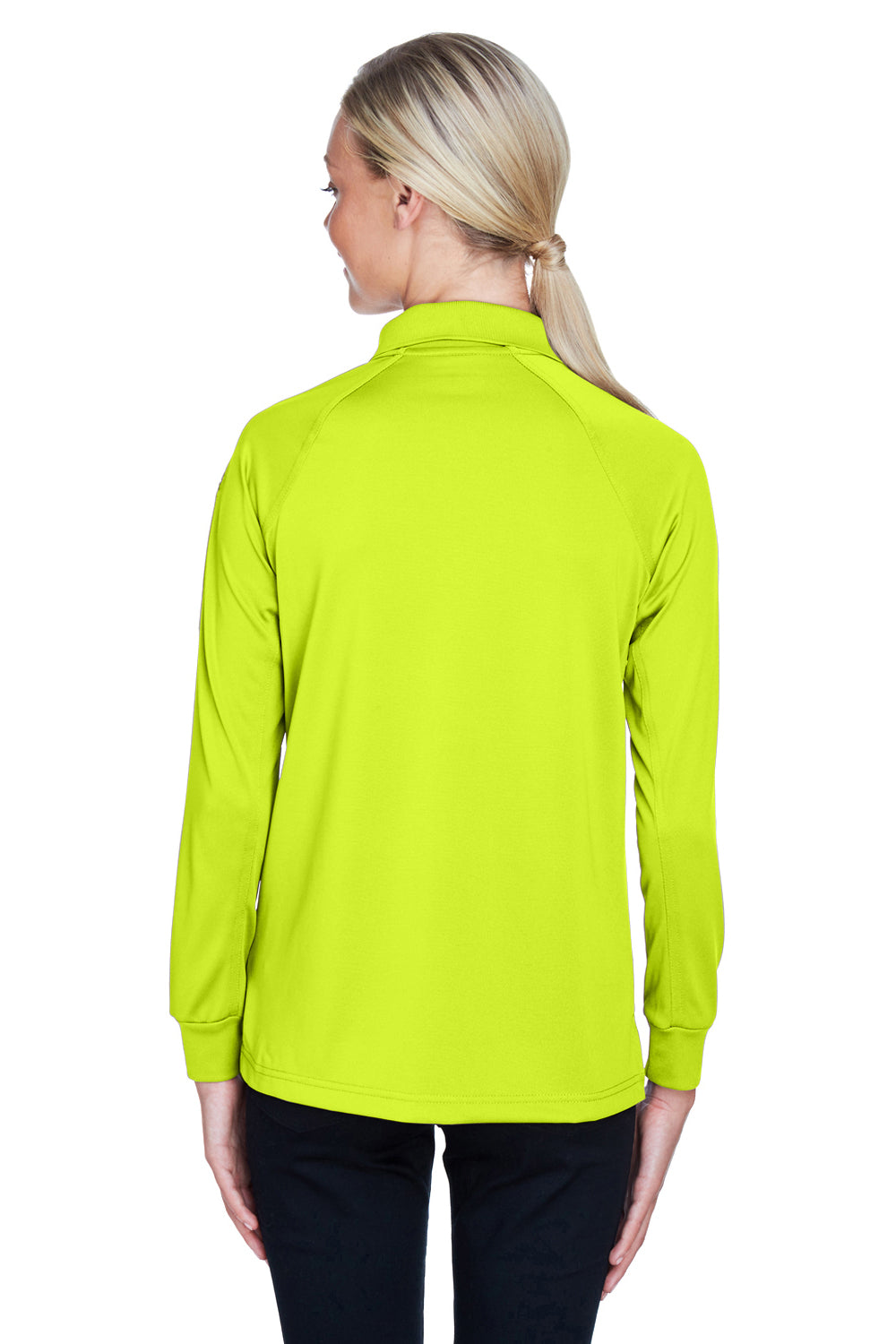 Harriton M211LW Womens Advantage Tactical Moisture Wicking Long Sleeve Polo Shirt Safety Yellow Model Back