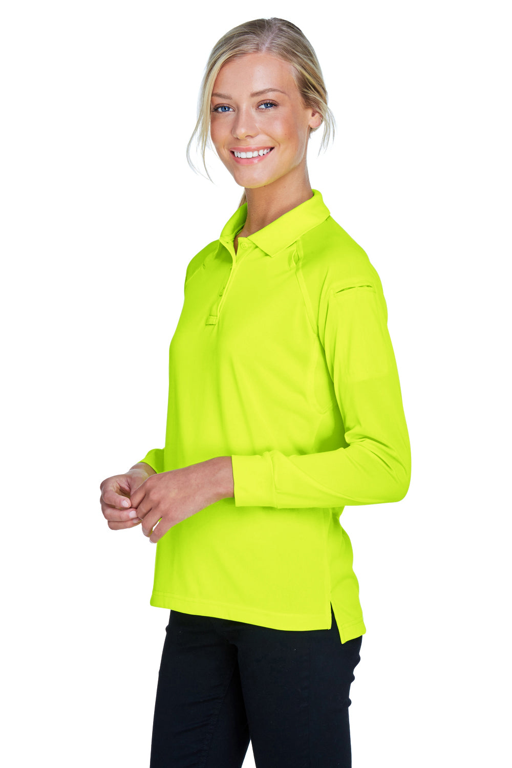 Harriton M211LW Womens Advantage Tactical Moisture Wicking Long Sleeve Polo Shirt Safety Yellow Model 3q