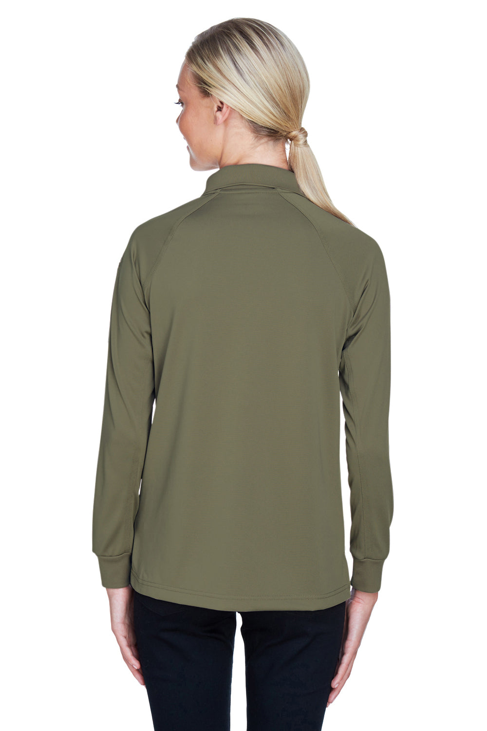 Harriton M211LW Womens Advantage Tactical Moisture Wicking Long Sleeve Polo Shirt Tactical Green Model Back