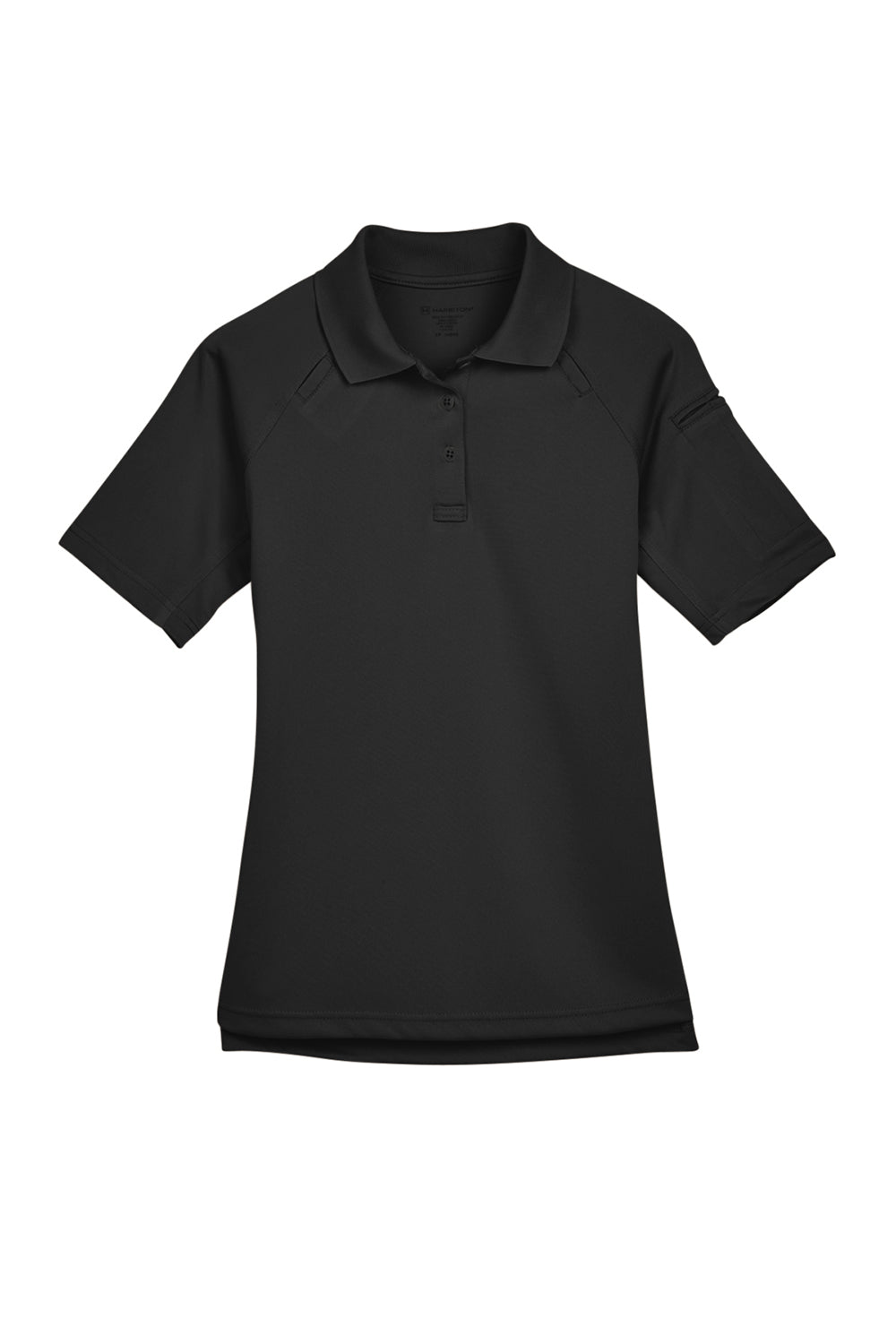 Harriton M211W Womens Advantage Tactical Moisture Wicking Short Sleeve Polo Shirt Black Flat Front