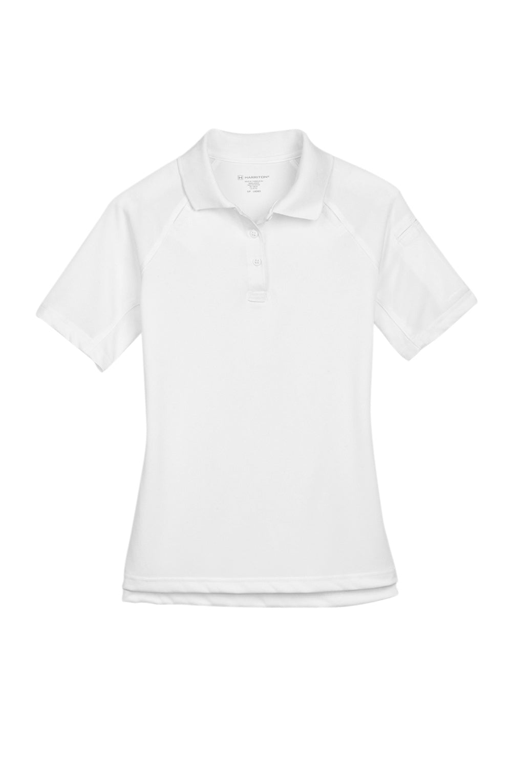 Harriton M211W Womens Advantage Tactical Moisture Wicking Short Sleeve Polo Shirt White Flat Front