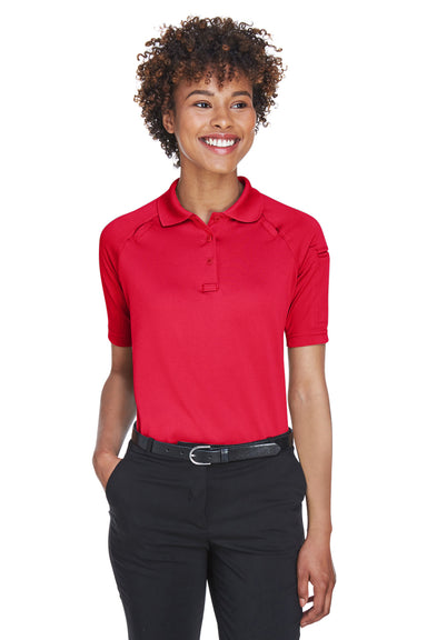 Harriton M211W Womens Advantage Tactical Moisture Wicking Short Sleeve Polo Shirt Red Model Front