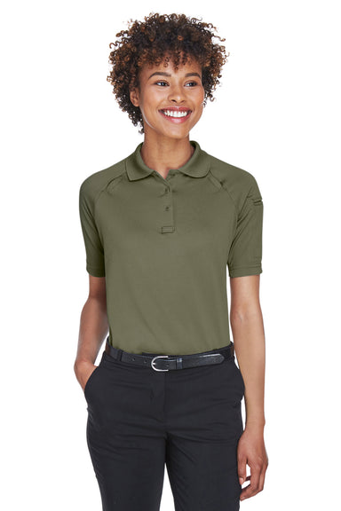 Harriton M211W Womens Advantage Tactical Moisture Wicking Short Sleeve Polo Shirt Tactical Green Model Front