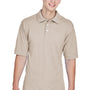 Harriton Mens Easy Blend Wrinkle Resistant Short Sleeve Polo Shirt - Stone