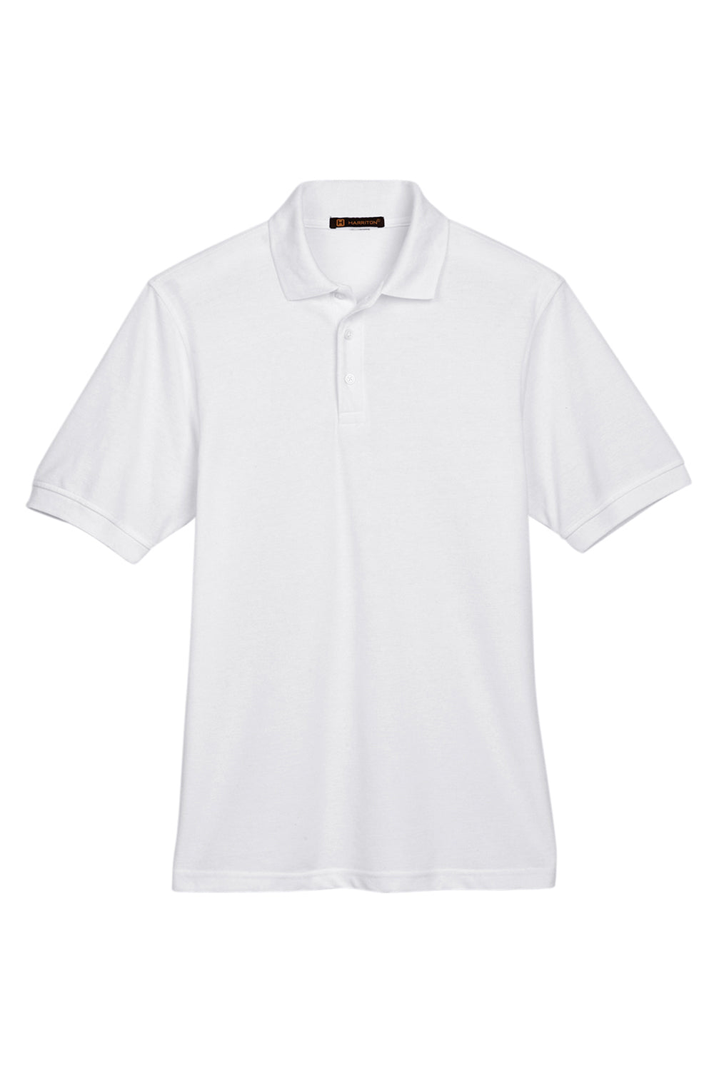 Harriton M265/M265T Mens Easy Blend Wrinkle Resistant Short Sleeve Polo Shirt White Flat Front