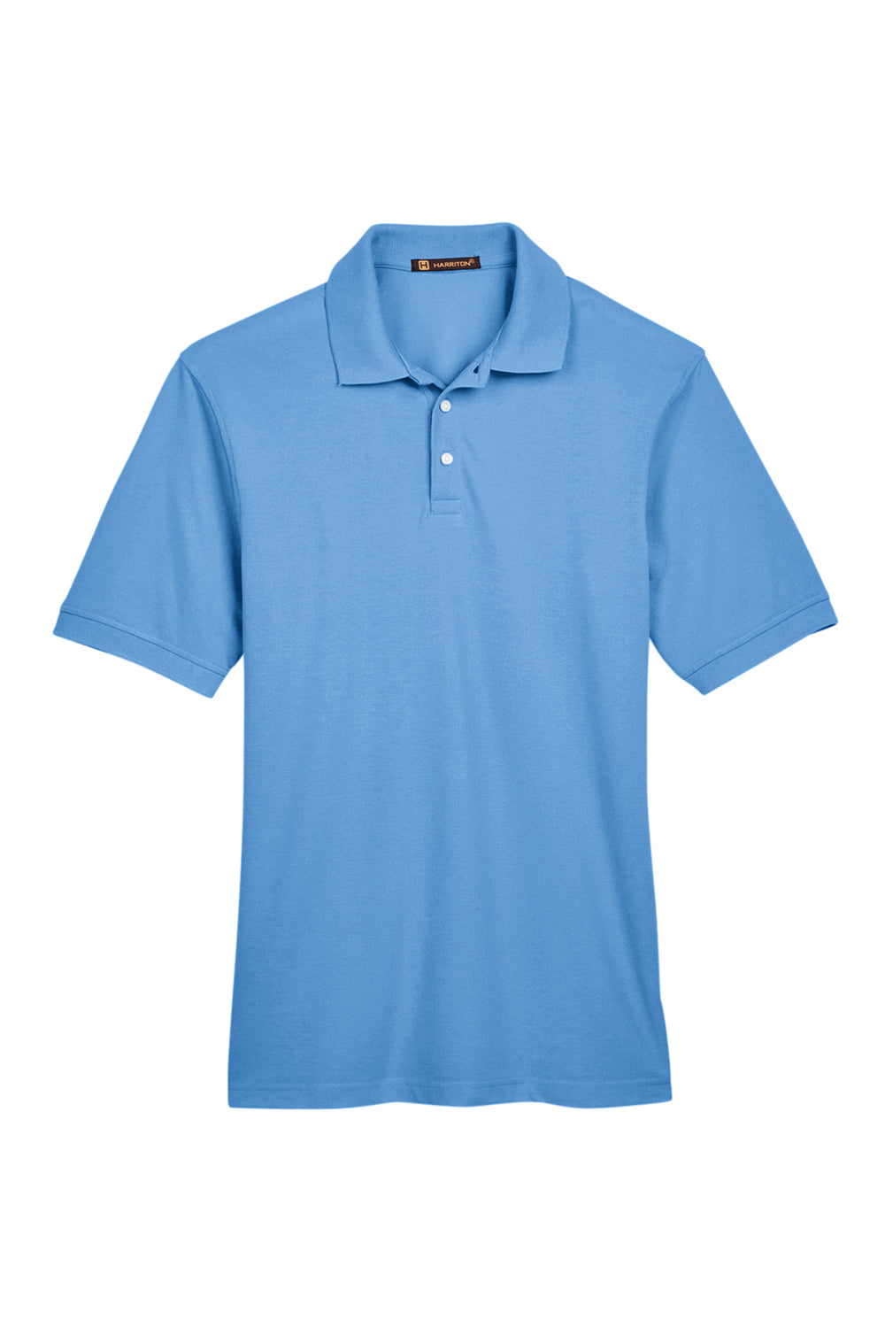 Harriton M265/M265T Mens Easy Blend Wrinkle Resistant Short Sleeve Polo Shirt Light College Blue Flat Front