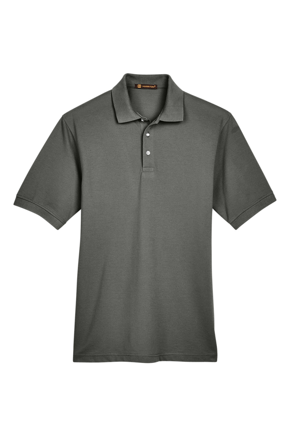 Harriton M265/M265T Mens Easy Blend Wrinkle Resistant Short Sleeve Polo Shirt Charcoal Grey Flat Front