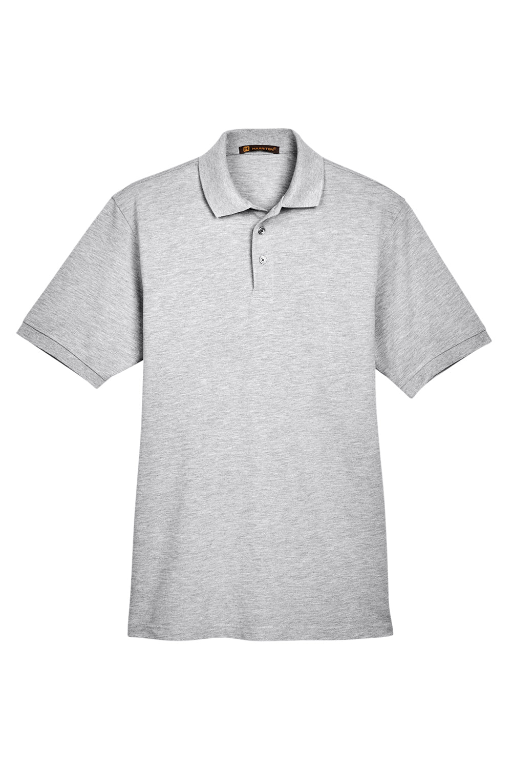 Harriton M265/M265T Mens Easy Blend Wrinkle Resistant Short Sleeve Polo Shirt Heather Grey Flat Front