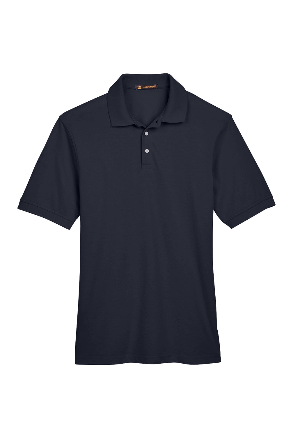 Harriton M265/M265T Mens Easy Blend Wrinkle Resistant Short Sleeve Polo Shirt Navy Blue Flat Front