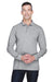 Harriton M265L Mens Easy Blend Wrinkle Resistant Long Sleeve Polo Shirt Heather Grey Model Front