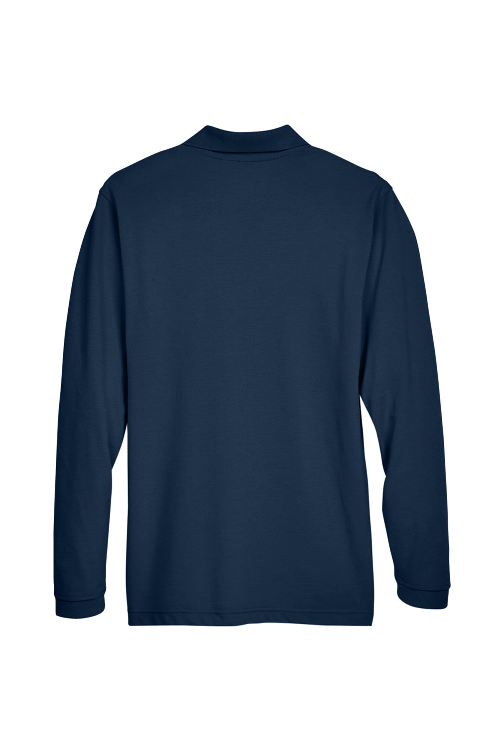 Harriton M265L Mens Easy Blend Wrinkle Resistant Long Sleeve Polo Shirt Navy Blue Flat Back