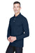 Harriton M265L Mens Easy Blend Wrinkle Resistant Long Sleeve Polo Shirt Navy Blue Model 3q