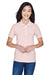 Harriton M265W Womens Easy Blend Wrinkle Resistant Short Sleeve Polo Shirt Blush Pink Model Front