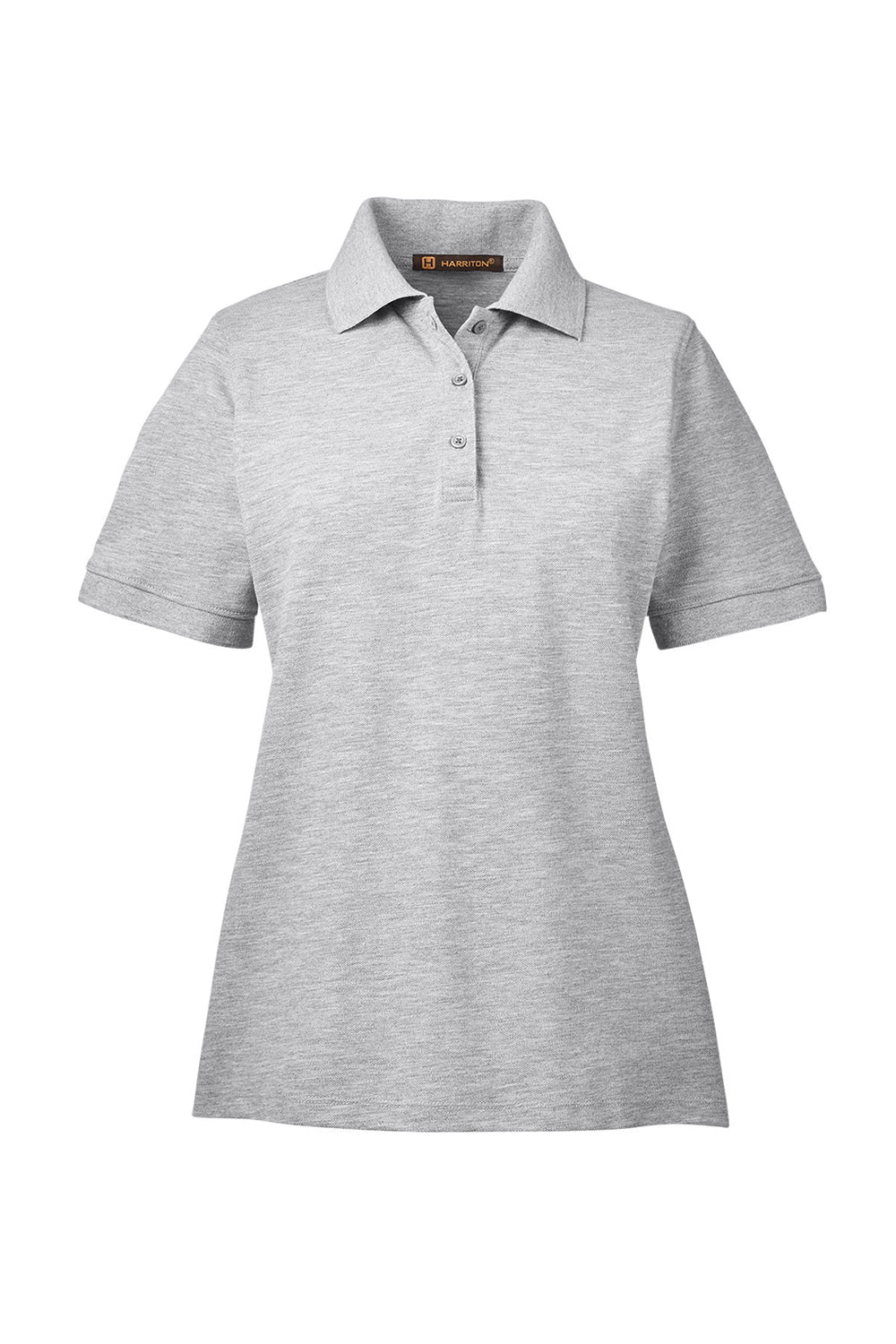 Harriton M265W Womens Easy Blend Wrinkle Resistant Short Sleeve Polo Shirt Heather Grey Flat Front