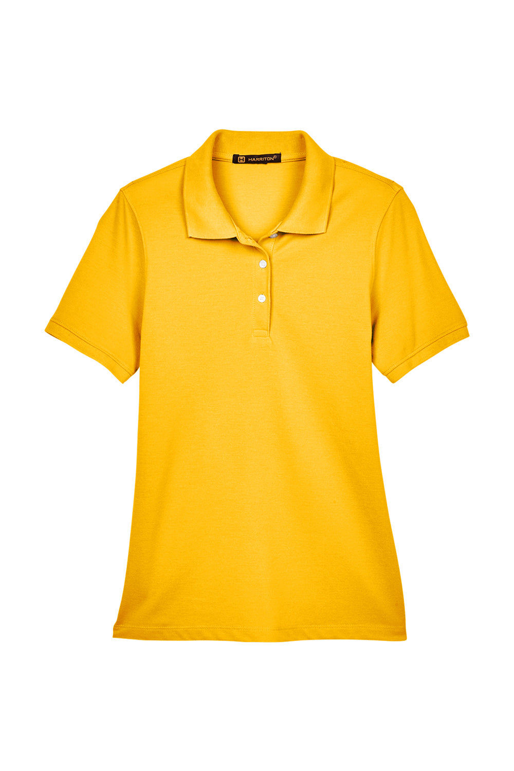 Harriton M265W Womens Easy Blend Wrinkle Resistant Short Sleeve Polo Shirt Sunray Yellow Flat Front