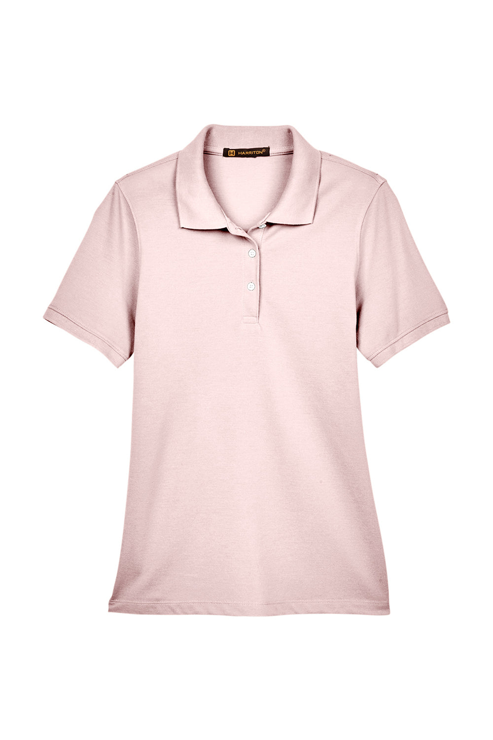 Harriton M265W Womens Easy Blend Wrinkle Resistant Short Sleeve Polo Shirt Blush Pink Flat Front