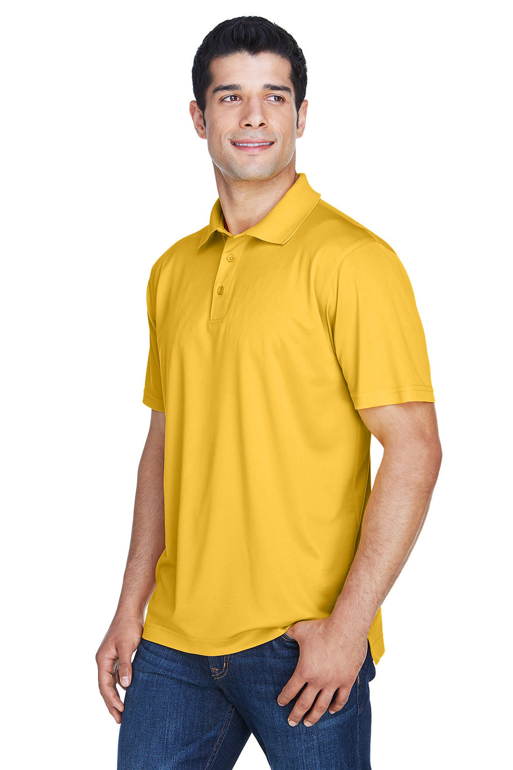 Harriton M315 Mens Polytech Moisture Wicking Short Sleeve Polo Shirt Gold Model 3q