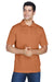 Harriton M315 Mens Polytech Moisture Wicking Short Sleeve Polo Shirt Texas Orange Model Front