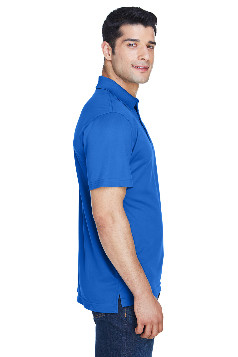 Harriton M315 Mens Polytech Moisture Wicking Short Sleeve Polo Shirt True Royal Blue Model Side