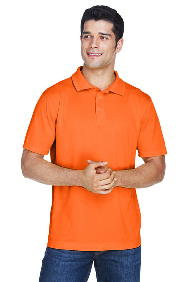 Harriton M315 Mens Polytech Moisture Wicking Short Sleeve Polo Shirt Team Orange Model Front