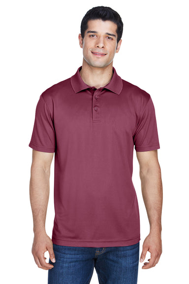 Harriton M315 Mens Polytech Moisture Wicking Short Sleeve Polo Shirt Maroon Model Front