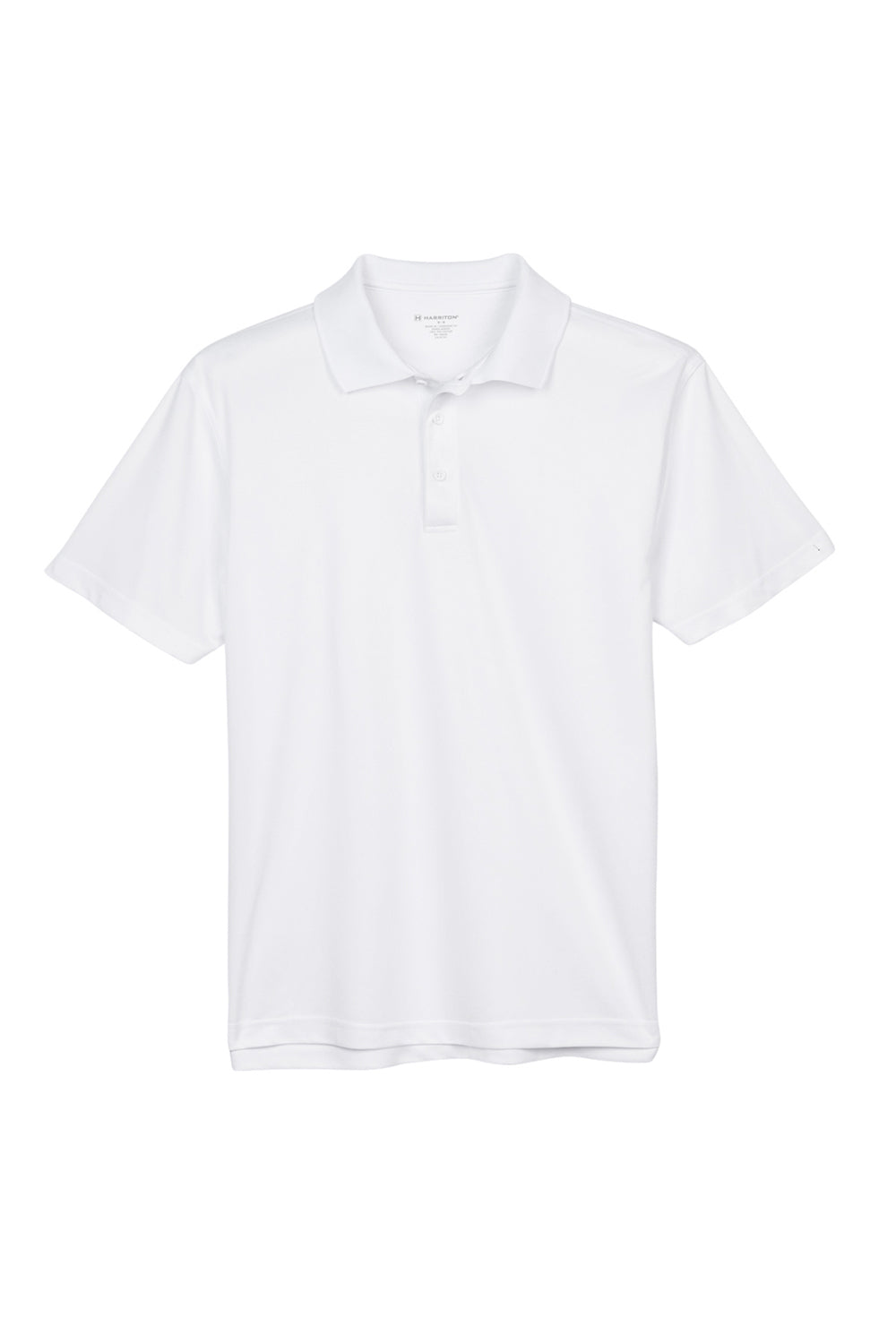 Harriton M315 Mens Polytech Moisture Wicking Short Sleeve Polo Shirt White Flat Front