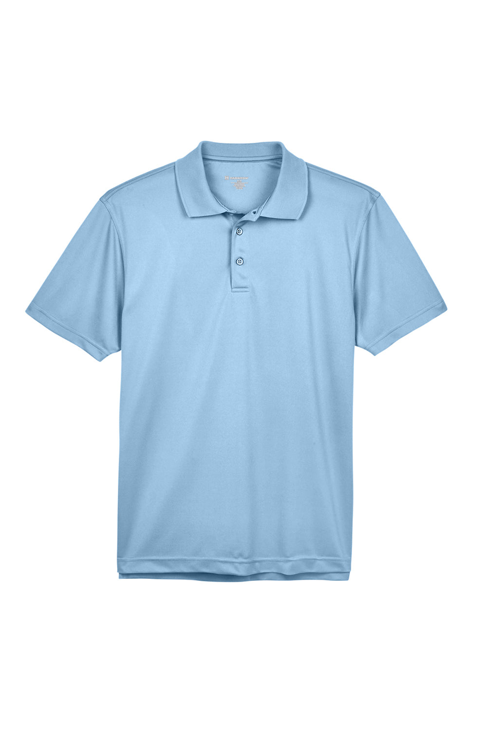 Harriton M315 Mens Polytech Moisture Wicking Short Sleeve Polo Shirt Light Blue Flat Front