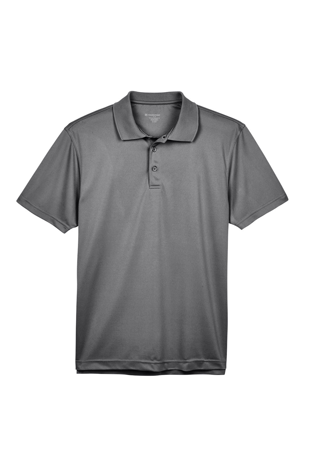 Harriton M315 Mens Polytech Moisture Wicking Short Sleeve Polo Shirt Charcoal Grey Flat Front