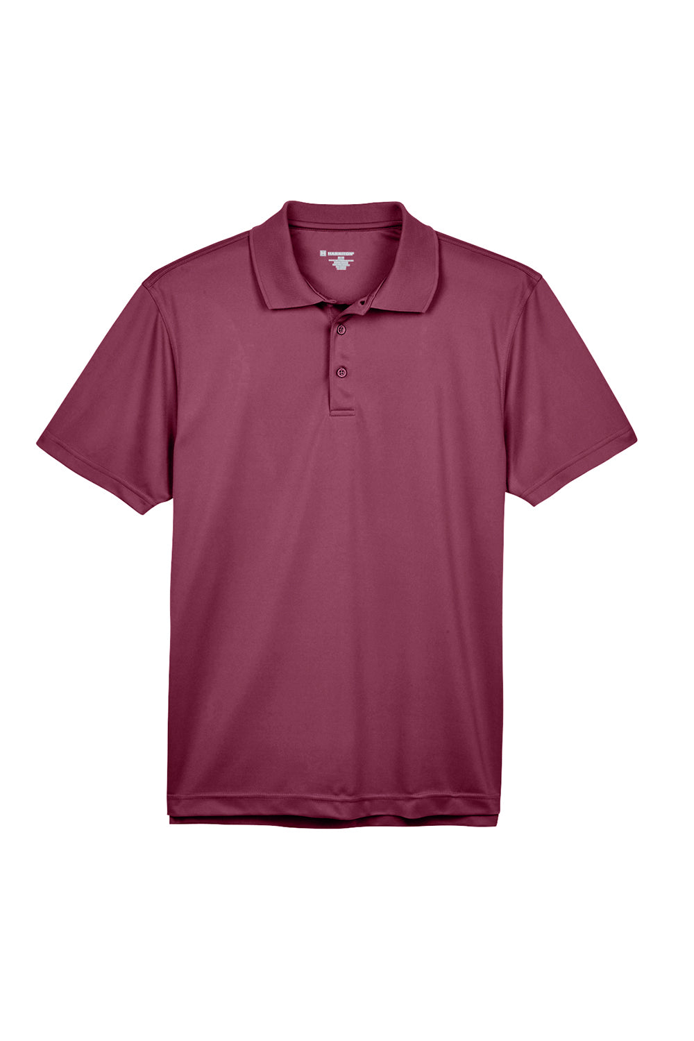 Harriton M315 Mens Polytech Moisture Wicking Short Sleeve Polo Shirt Maroon Flat Front