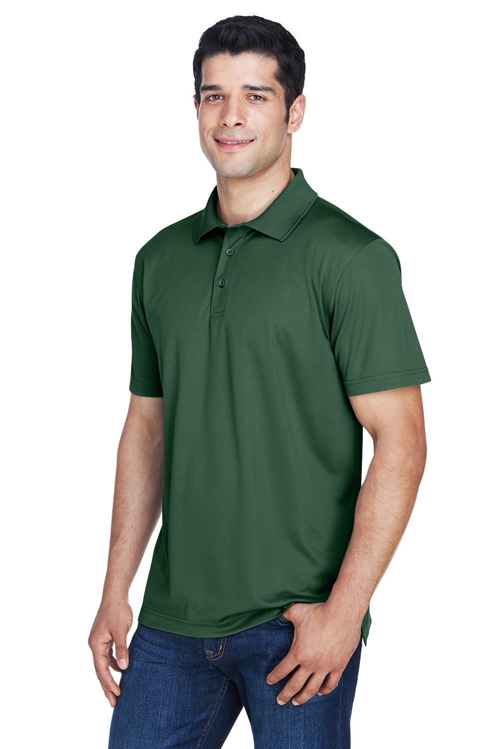 Harriton M315 Mens Polytech Moisture Wicking Short Sleeve Polo Shirt Dark Green Model 3q