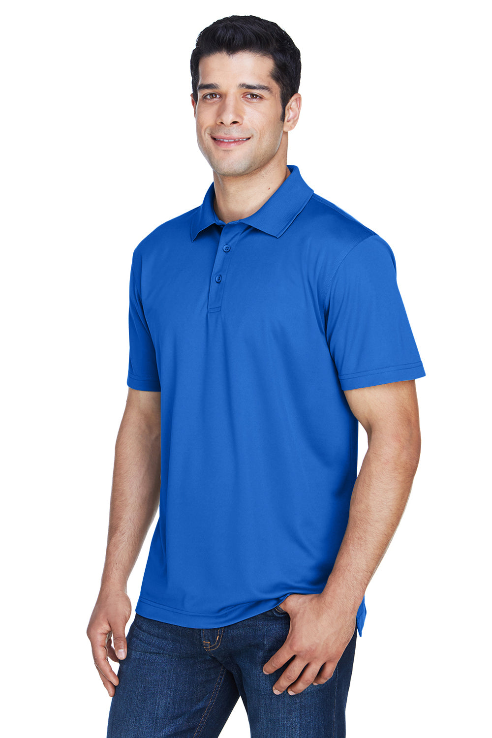 Harriton M315 Mens Polytech Moisture Wicking Short Sleeve Polo Shirt True Royal Blue Model 3q