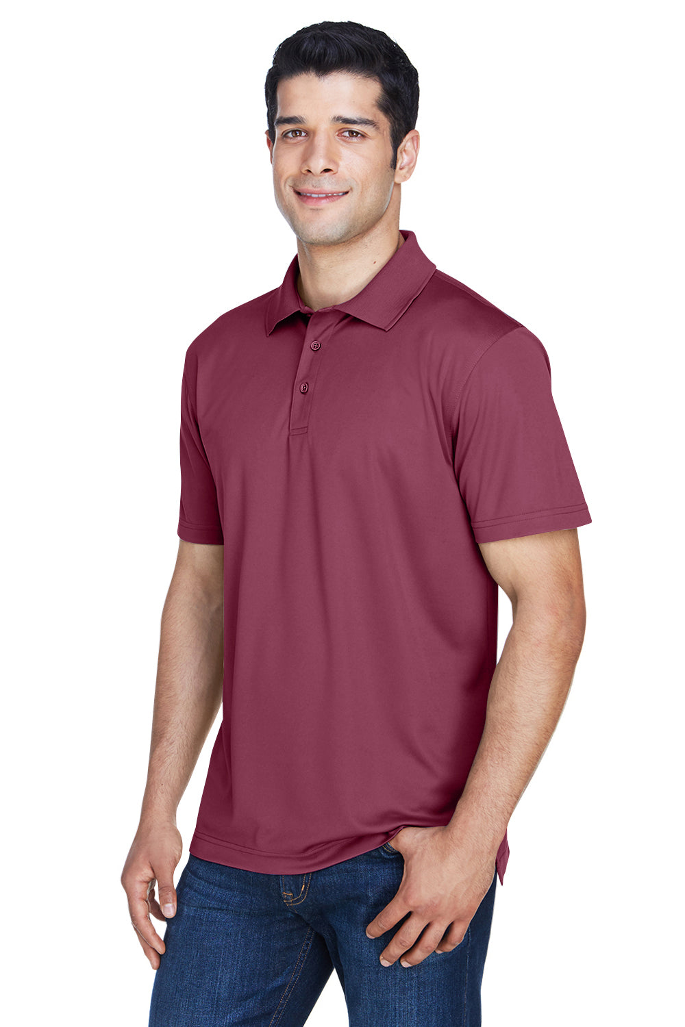 Harriton M315 Mens Polytech Moisture Wicking Short Sleeve Polo Shirt Maroon Model 3q